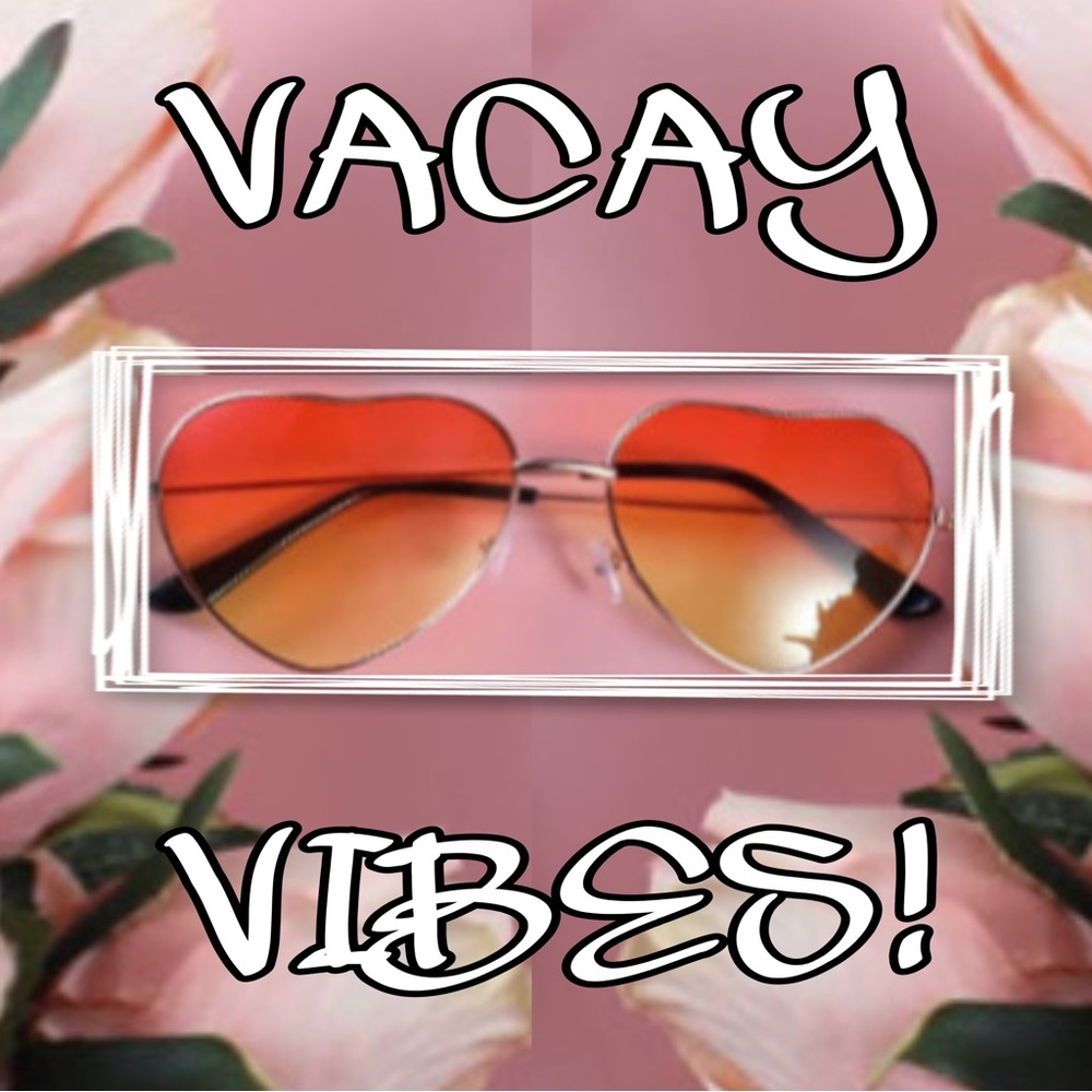 Red And Yellow Heart Gradient Sunglasses With Gold Hardware